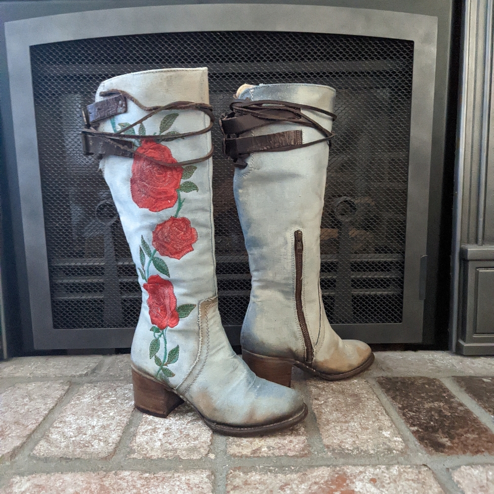 RARE FreeBird Cryus Boots in Denim Size 6 - Picture 13 of 16